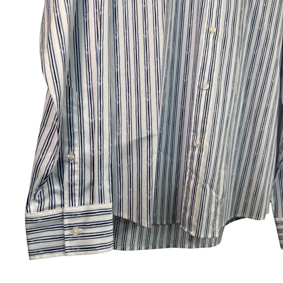Michael Kors Mens Slim Fit XL Blue & White Striped Button-Down Shirt - Picture 2 of 9